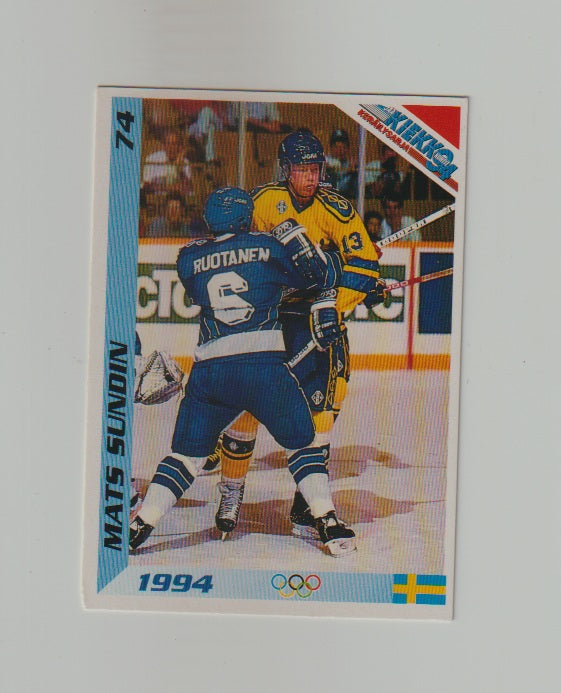 1994 Finnish Jaa Kiekko #74 Mats Sundin