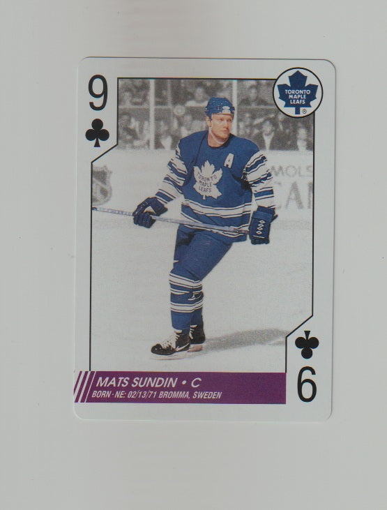 1997-98 NHL Aces Playing Cards #9 of Clubs Mats Sundin