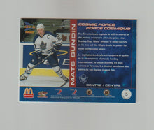 Load image into Gallery viewer, 2001-02 McDonald&#39;s Cosmic Force Prizm Gold #5 Mats Sundin
