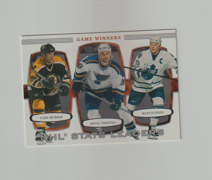 2002-03 BAP First Edition NHL Stat Leaders #378 Mats Sundin, Glen Murray & Pavol Demitra