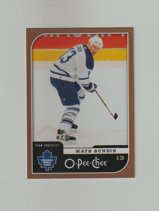 2006-07 O-Pee-Chee Team Checklists #698 Mats Sundin