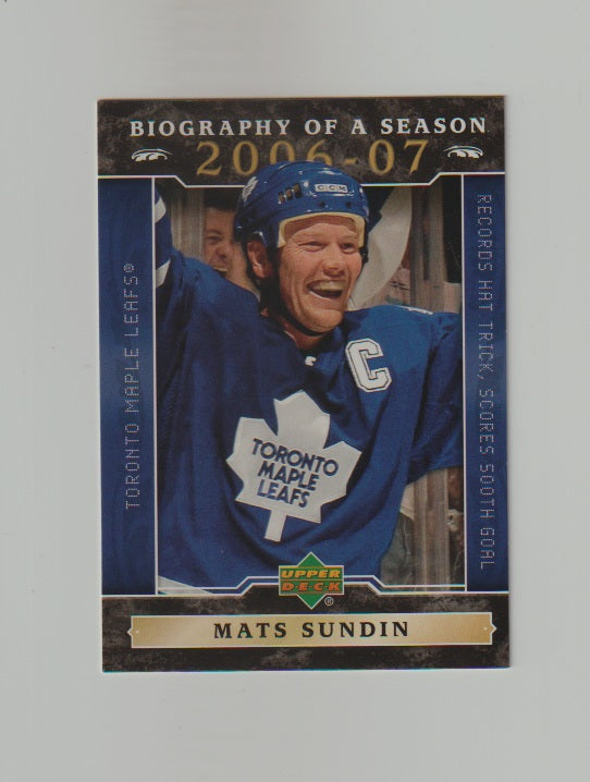 2006-07 Upper Deck Biopgraphy of a Season #BOS3 Mats Sundin