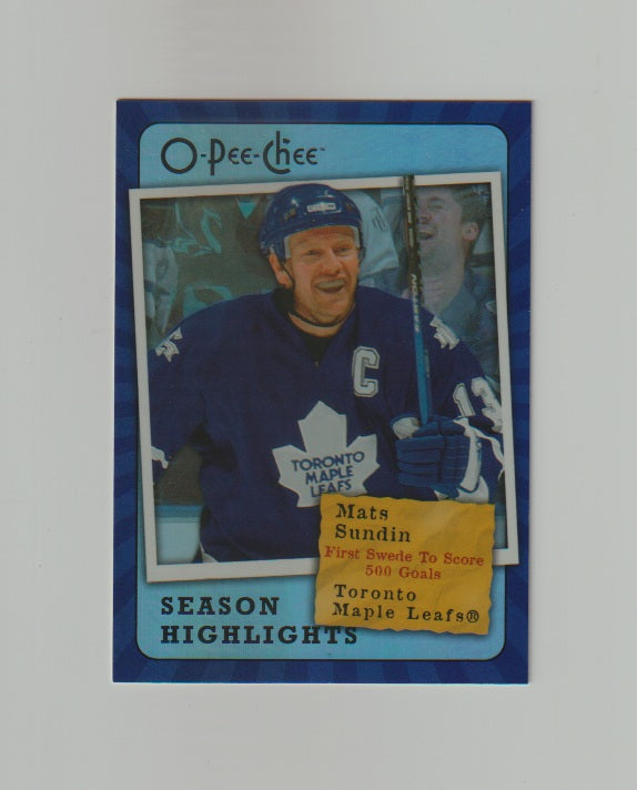 2007-08 O-Pee-Chee Season Highlights #SH10 Mats Sundin