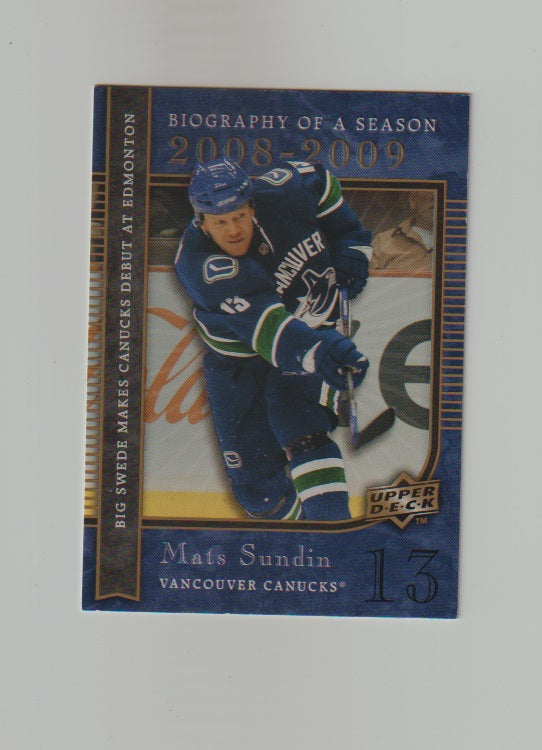 2008-09 Upper Deck Biography of a Season #BS21 Mats Sundin