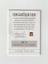 Load image into Gallery viewer, 2011 Canadiana Mega Memorabilia Silver #MM-26 Tyler Labine
