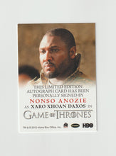 Load image into Gallery viewer, 2013 Game of Thrones Season 2 Full Bleed Autographs Nonso Anozie as Xaro Xhoan Daxos
