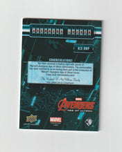 Load image into Gallery viewer, 2015 Avengers Age of Ultron Avengers Locker Duals #AL3-HWP Jeremy Renner as Hawkeye, Elizabeth Olsen as Scarlet Witch &amp; Aaron-Taylor Johnson as Quicksilver
