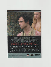 Load image into Gallery viewer, 2016 Game of Thrones Season 5 Bordered Autographs Toby Sebastian as Trystane Martell
