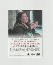 Load image into Gallery viewer, 2016 Game of Thrones Season 5 Full Bleed Autographs Elizabeth Webster as Walda Bolton
