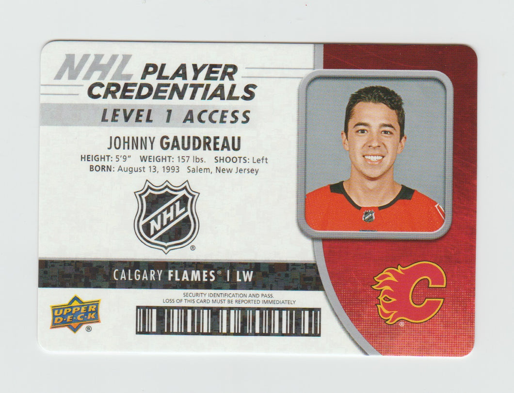 2018-19 Upper Deck MVP Player Credentials Level 1 Access #NHL-JG Johnny Gaudreau