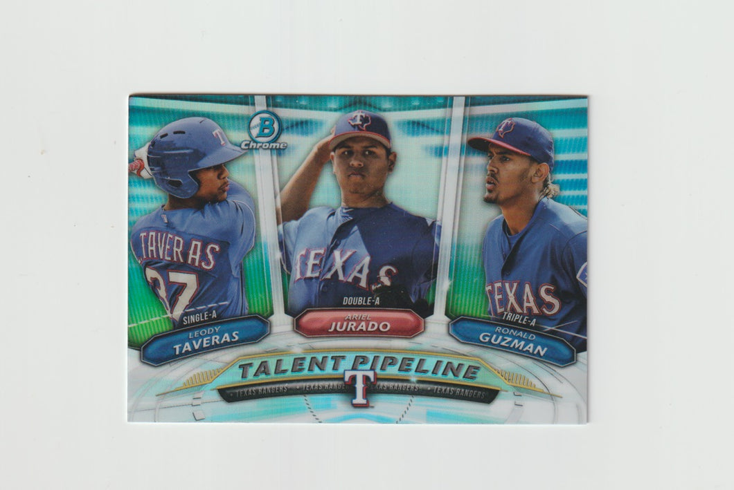 2018 Bowman Chrome Talent Pipeline Refractors #TP-TEX Leody Taveras, Ariel Jurado & Ronald Guzman