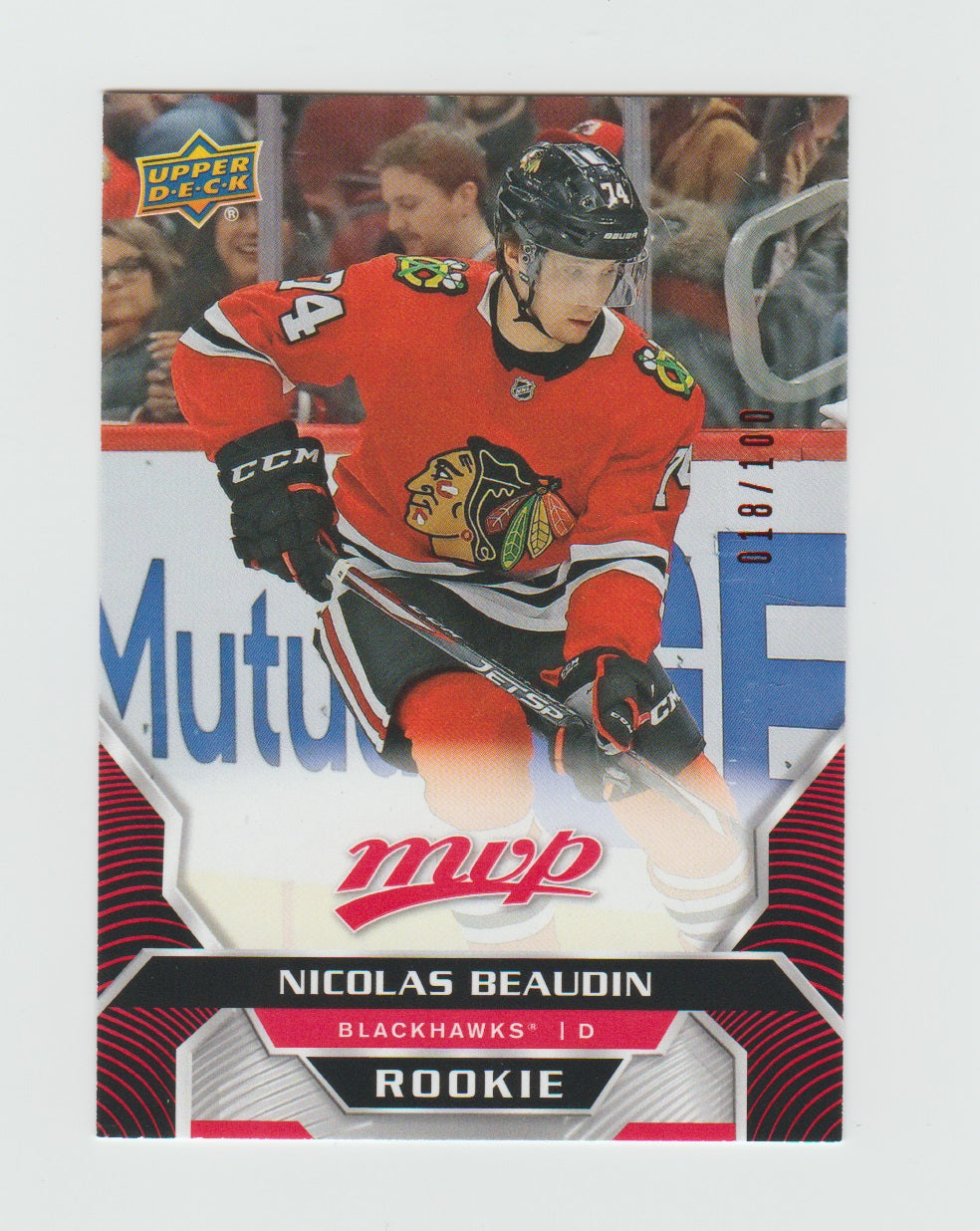 2020-21 Upper Deck MVP Red #222 Nicolas Beaudin