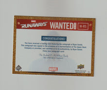 Load image into Gallery viewer, 2020 Marvel's Runaways Wanted Autographs #W-RS Ryan Sands as Geoffrey Wilder
