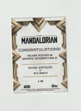 Load image into Gallery viewer, 2020 The Mandalorian Season 1 Autographs #A-RW Ryan Watson as Beta Trawler
