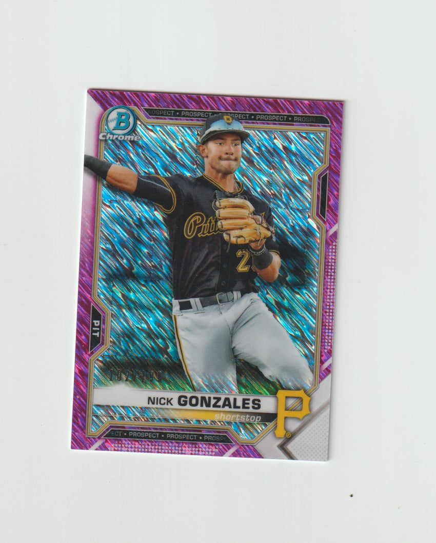 2021 Bowman Chrome Prospects Fuchsia Shimmer Refractors #BCP-34 Nick Gonzalez