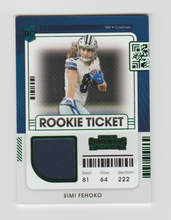 Load image into Gallery viewer, 2021 Panini Contenders Rookie Ticket Swatches #RTS-SFE Simi Fehoko
