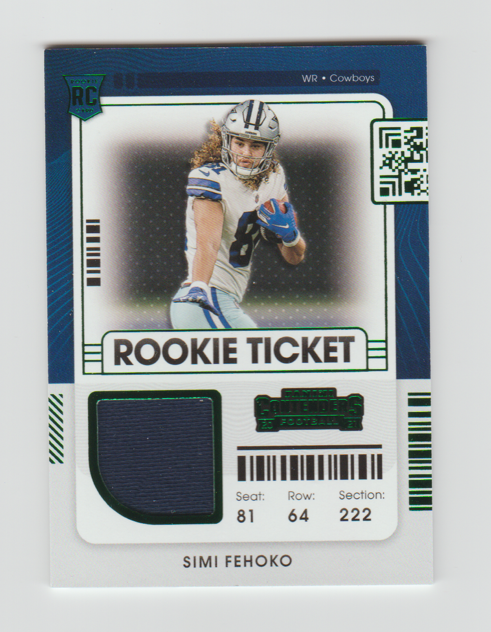 2021 Panini Contenders Rookie Ticket Swatches #RTS-SFE Simi Fehoko