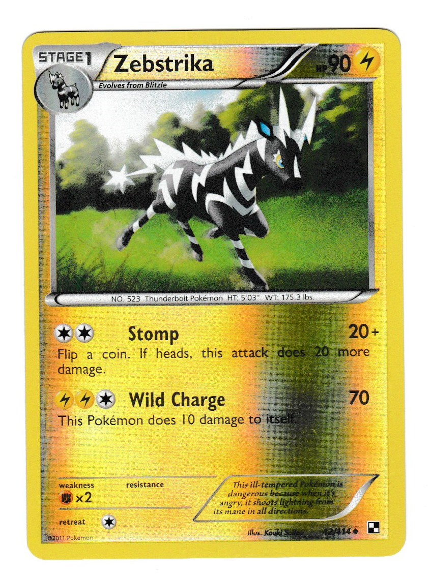 2011 Pokemon Black & White #42 Zebstrika Reverse Foil