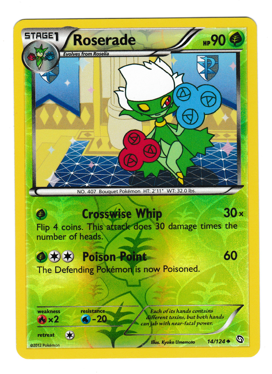 2012 Pokemon Dragons Exalted #14 Roserade Reverse Foil