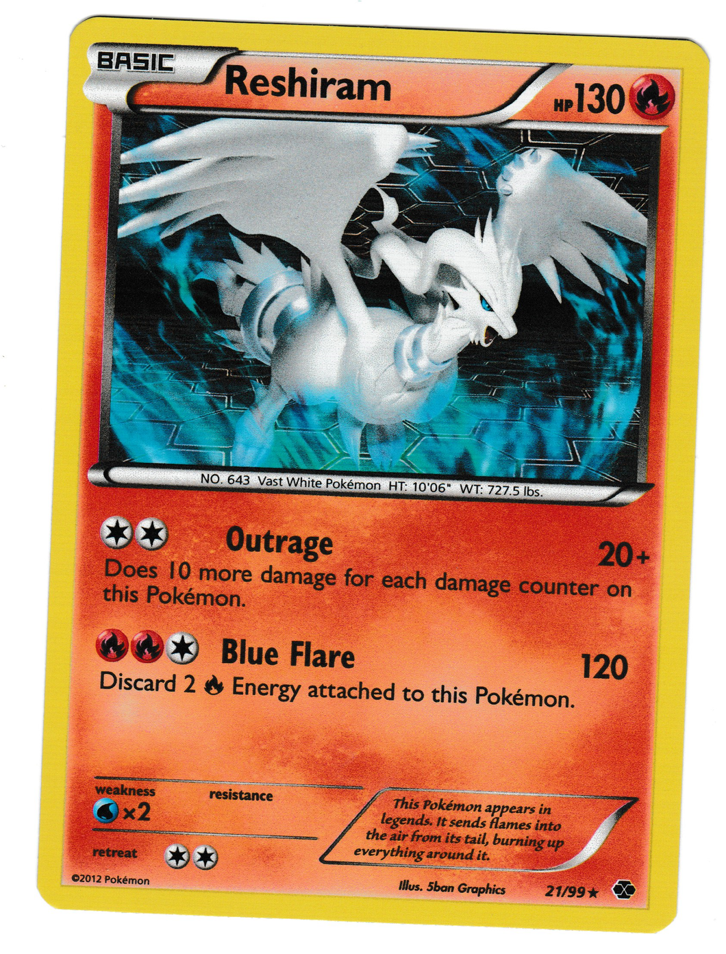 2012 Black and White Next Destinies #21 Reshiram H. Deck Exclusive