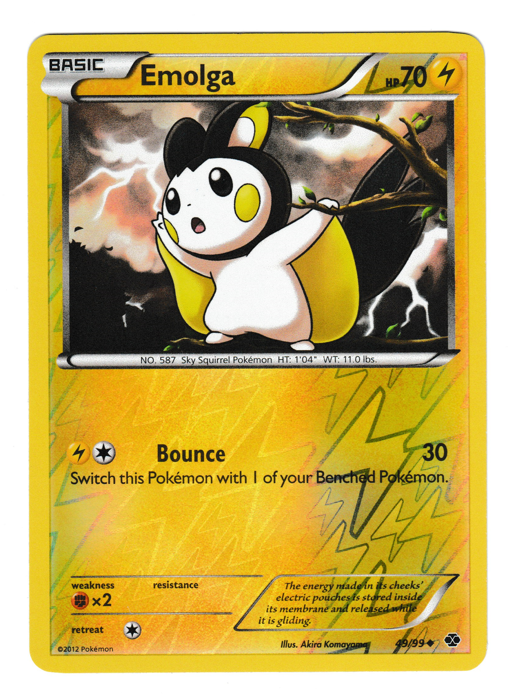 2012 Pokemon Next Destinies #49 Emolga Reverse Foil