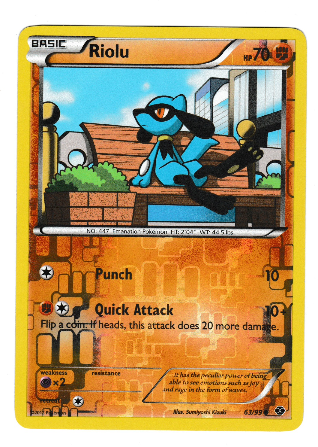 2012 Pokemon Next Destinies #63 Riolu Reverse Foil