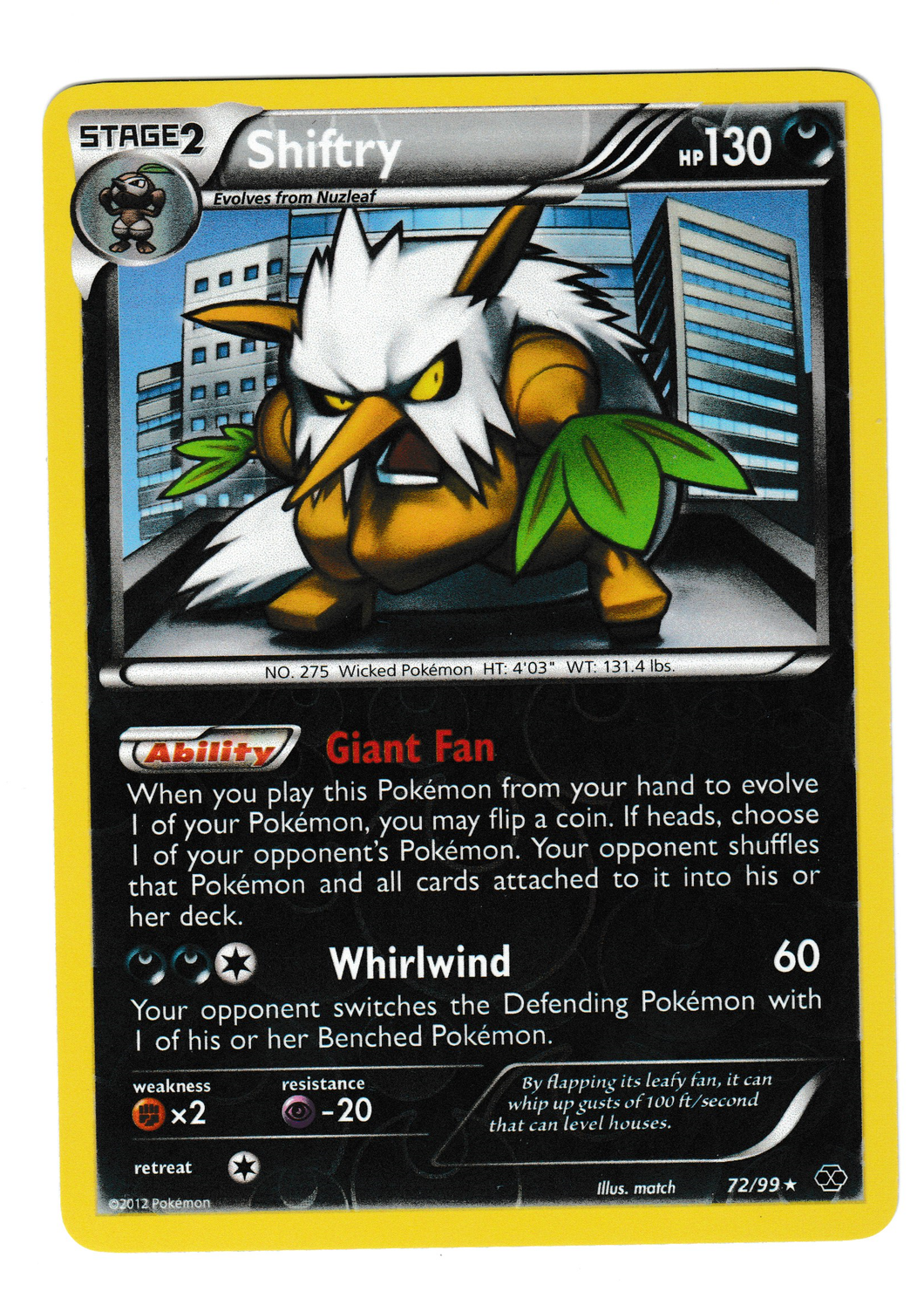 2012 Pokemon Next Destinies #72 Shiftry Reverse Foil