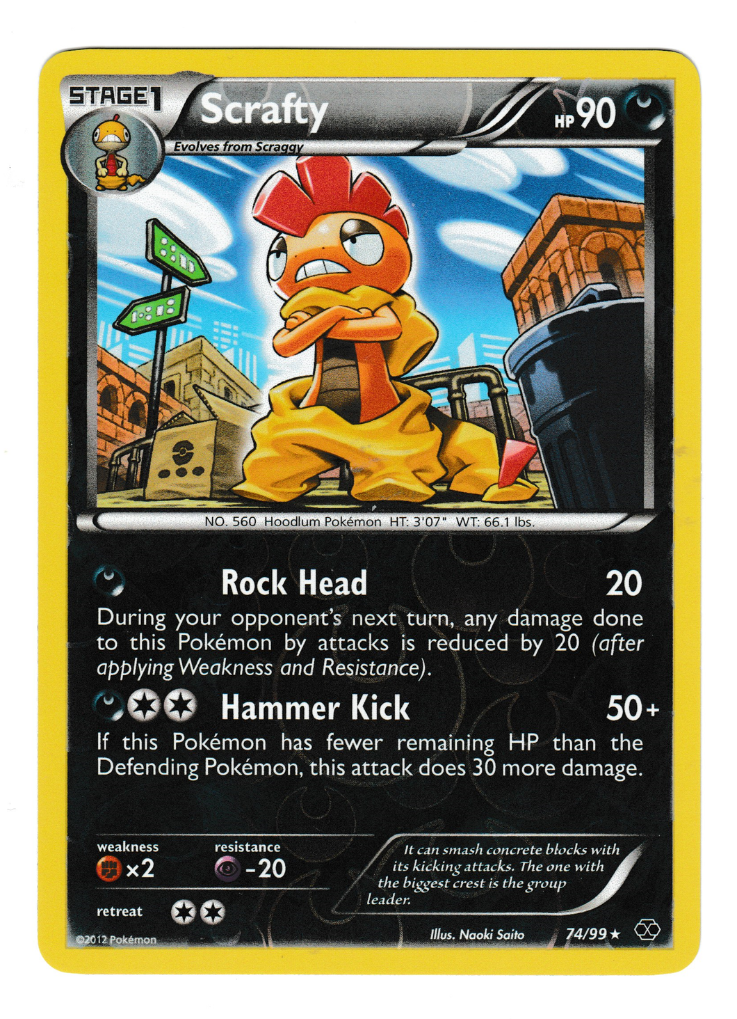 2012 Pokemon Next Destinies #74 Scrafty Reverse Foil