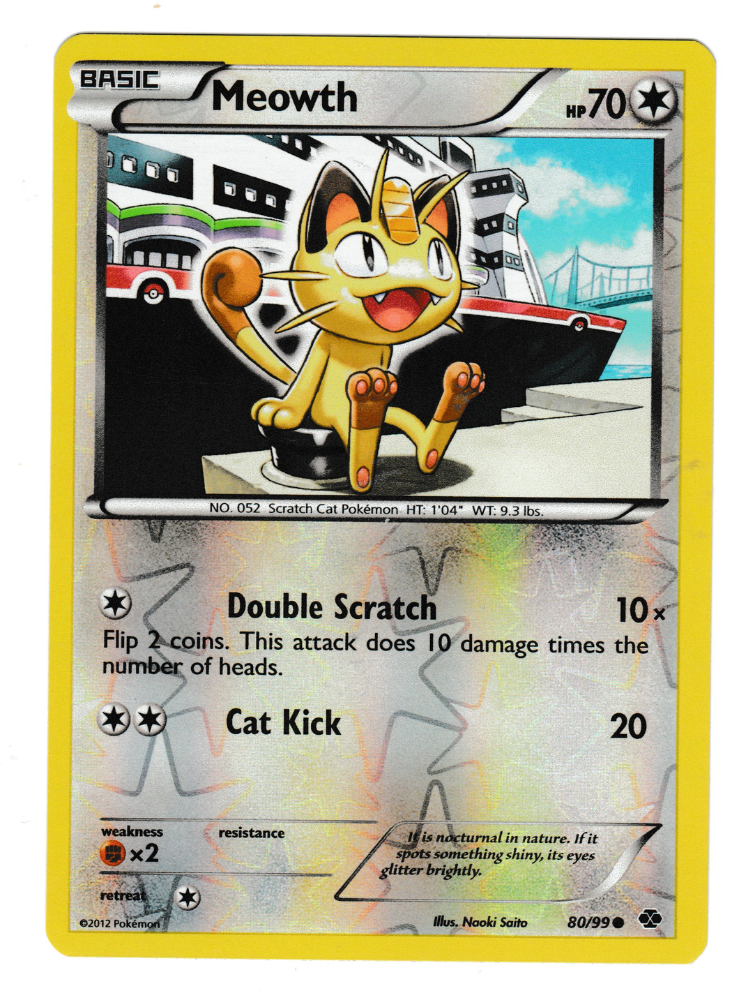2012 Pokemon Next Destinies #80 Meowth Reverse Foil