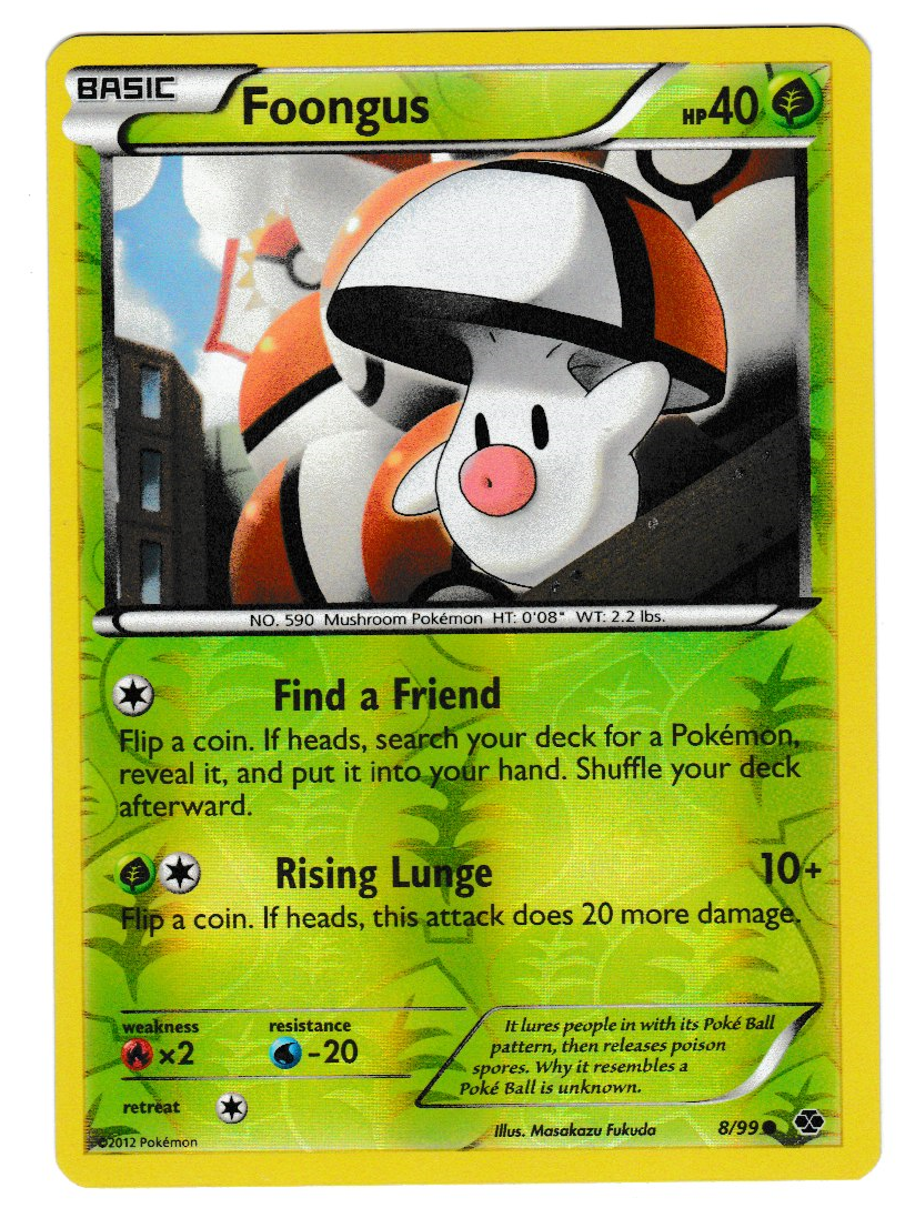 2012 Pokemon Next Destinies #8 Foongus Reverse Foil