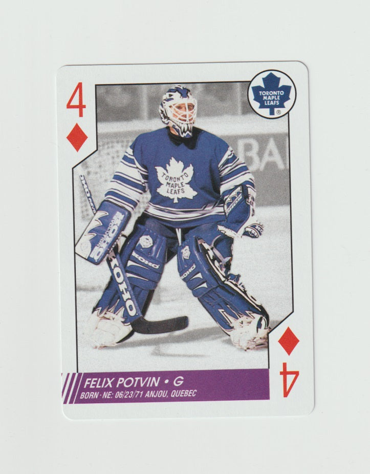 1997-98 NHL Aces Playing Cards 4 of Diamonds Felix Potvin