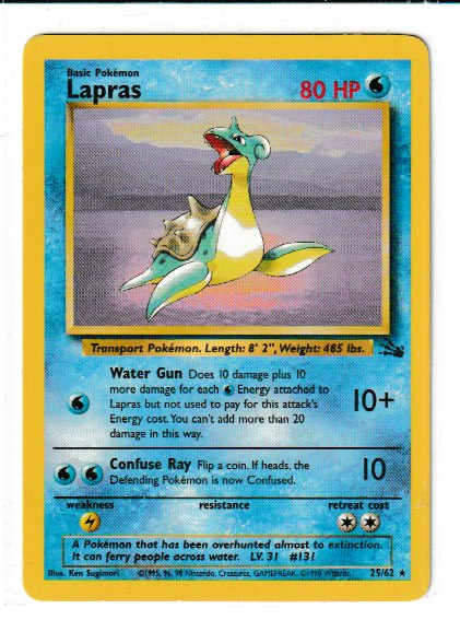 1999 WOTC Fossil Unlimited #25 Lapras