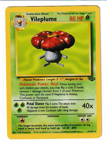 1999 WOTC Jungle Unlimited #31 Vileplume