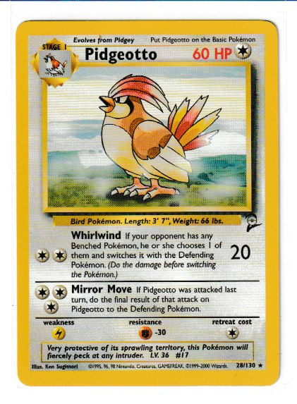 2000 WOTC Base 2 Unlimited #28 Pidgeotto