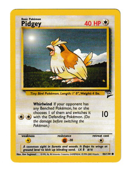 2000 WOTC Base 2 Unlimited #86 Pidgey