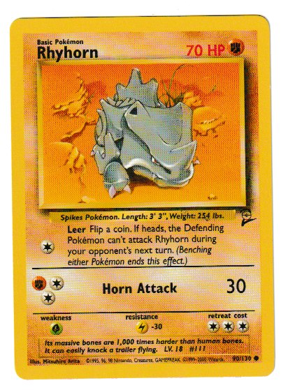 2000 WOTC Base 2 Unlimited #90 Rhyhorn