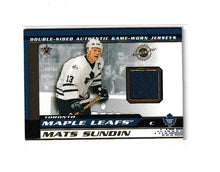 Load image into Gallery viewer, 2001-02 Vanguard Double-Sided Authentic Game Worn Jerseys #34 Mats Sundin &amp; Andrew Cassels
