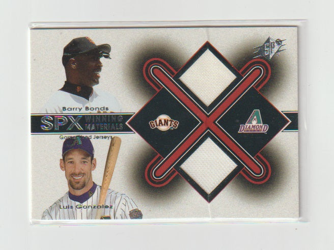 2001 SPx Winning Materials Update Duos #BB-LG Barry Bonds & Luis Gonzalez