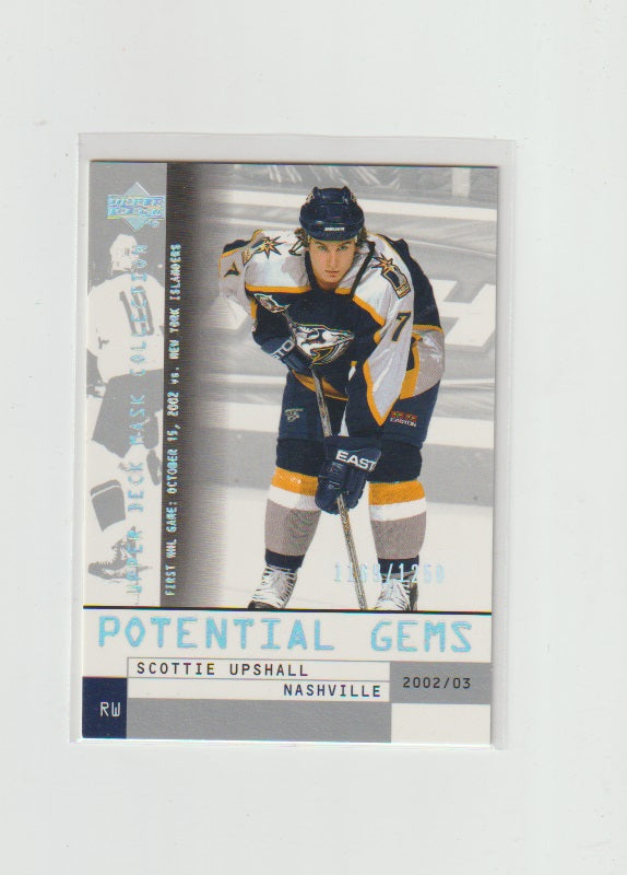 2002-03 Upper Deck Mask Collection Potential Gems #176 Scottie Upshall