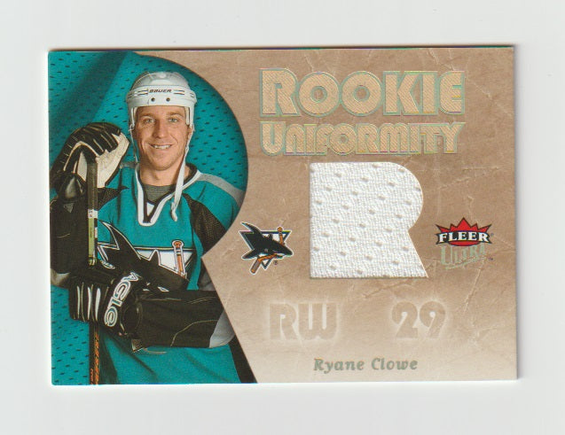 2005-06 Ultra Rookie Uniformity Jerseys #RU-RC Ryane Clowe