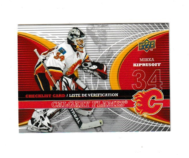 2008-09 McDonald's Canadian Goalie Checklist #CL-CGY Miikka Kiprusoff