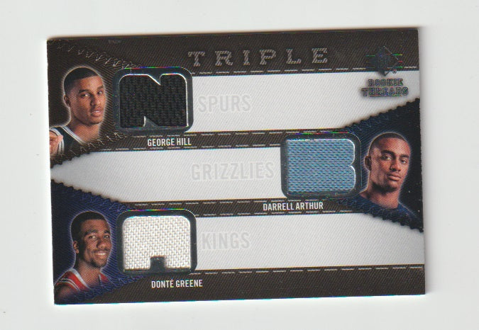 2008-09 SP Rookie Threads Triple #RTT-AGH George Hill, Darrell Arthur & Donte Greene
