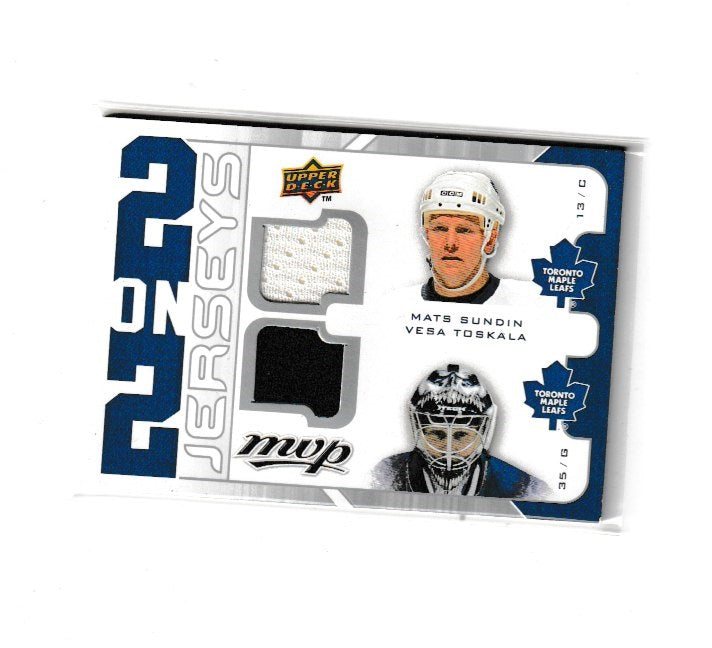 2008-09 Upper Deck MVP Two on Two Jerseys #J2-STMA Mats Sundin, Vesa Toskala, Ryan Miller & Maxim Afinogenov