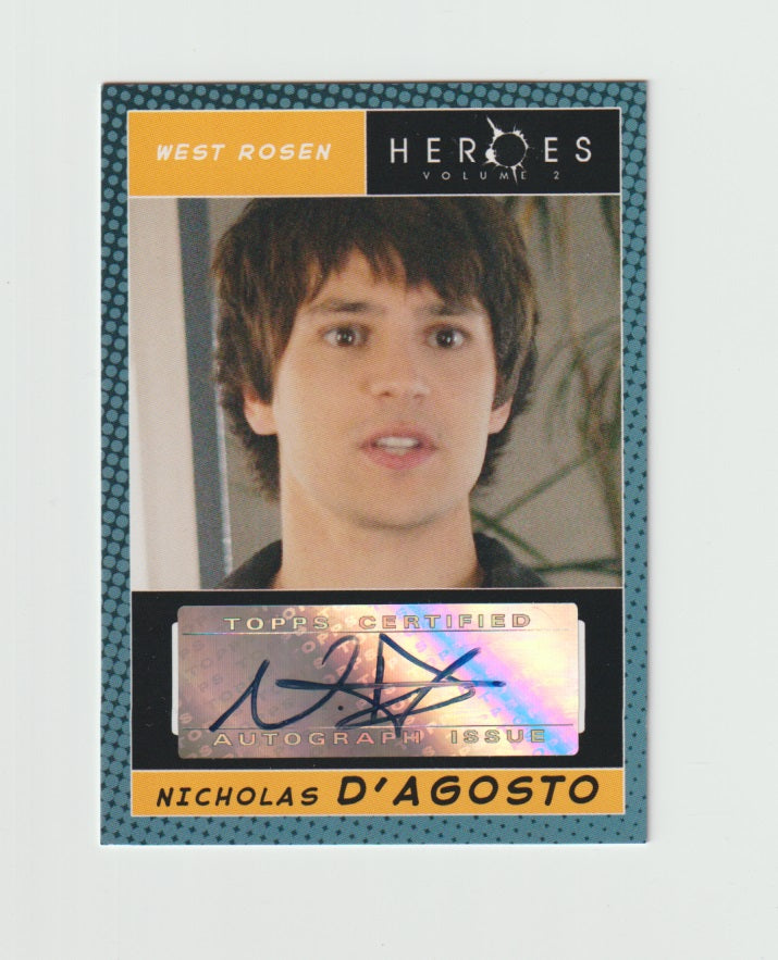 2008 Heroes Vol 2 Autographs Nicholas D'Agosto as West Rosen