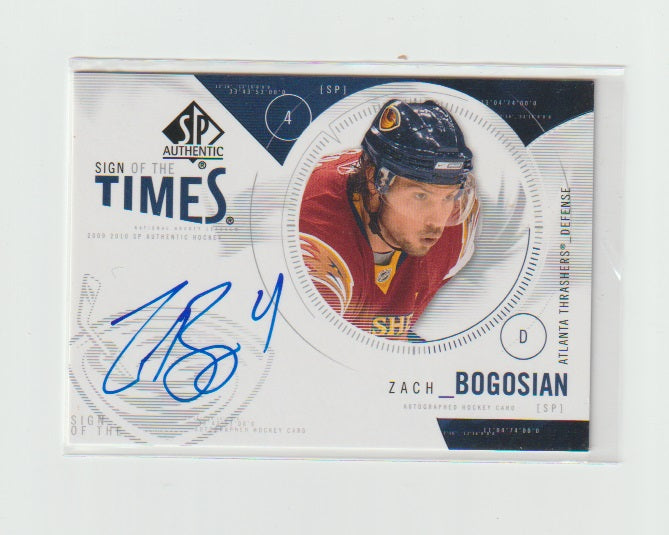 2009-10 SP Authentic Sign of the Times #ST-ZB Zach Bogosian