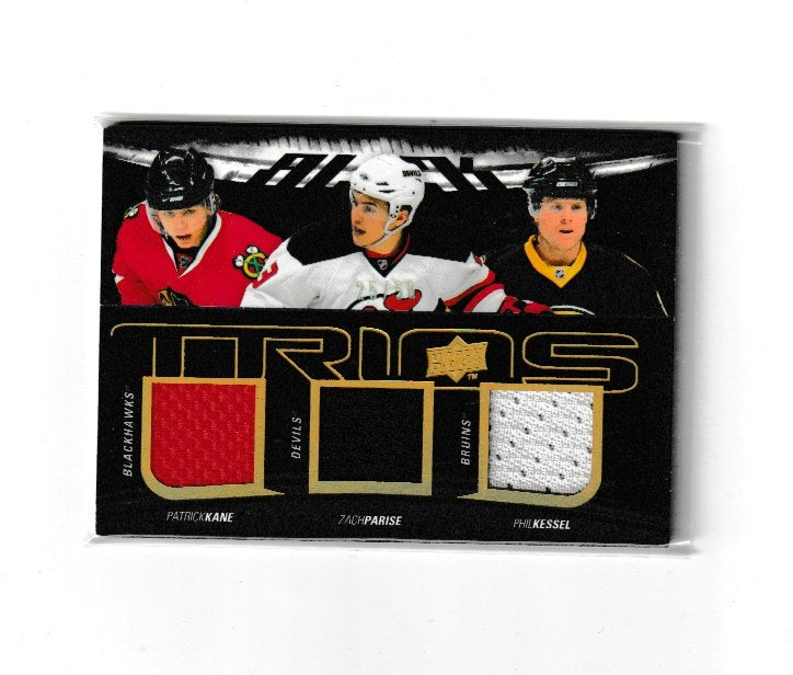 2009-10 UD Black Trios Jersey #T3J-PKK Patrick Kane, Phil Kessel & Zach Parise