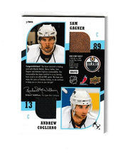 Load image into Gallery viewer, 2009-10 Upper Deck MVP Two on Two Jerseys #J-TWCG Darcy Tucker, Wojtek Wolski, Sam Gagner &amp; Andrew Cogliano
