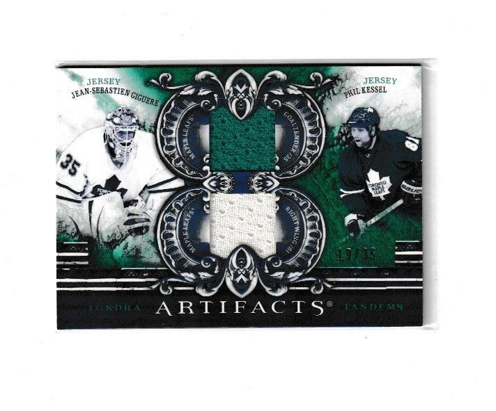 2010-11 Artifacts Tundra Tandems Emerald #TT2-LEAFS Phil Kessel & Jean-Sebastien Giguere