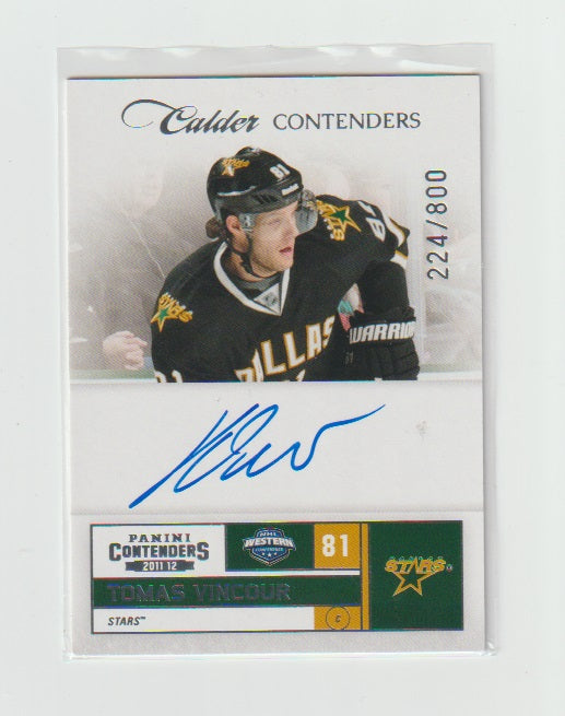 2011-12 Panini Contenders Calder Contenders #215 Tomas Vincour