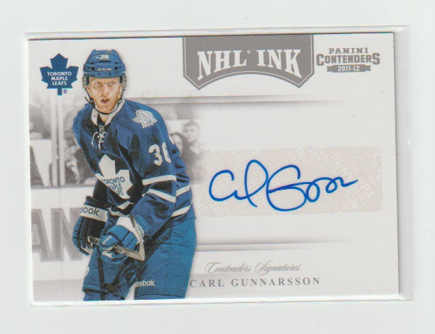 2011-12 Panini Contenders NHL Ink #62 Carl Gunnarsson